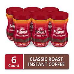 Folgers Classic Roast Instant Coffee, 12 Ounces (Pack of 6)