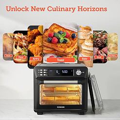COSORI Smart 11-in-1 Air Fryer Toaster Oven Combo, Airfryer Convection Oven Countertop, 26QT, Black, Stainless Steel