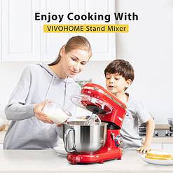 VIVOHOME Stand Mixer, 660W 10 Speed 6 Quart Tilt-Head Kitchen Electric Food Mixer with Beater, Red