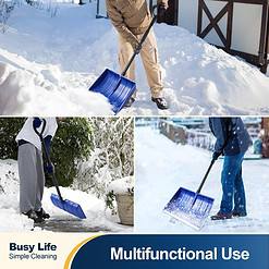 Yocada Snow Shovel for Driveway Home Garage Snow Removal with D-Grip Handle Aluminum Strip Heavy Duty 48 inch Long