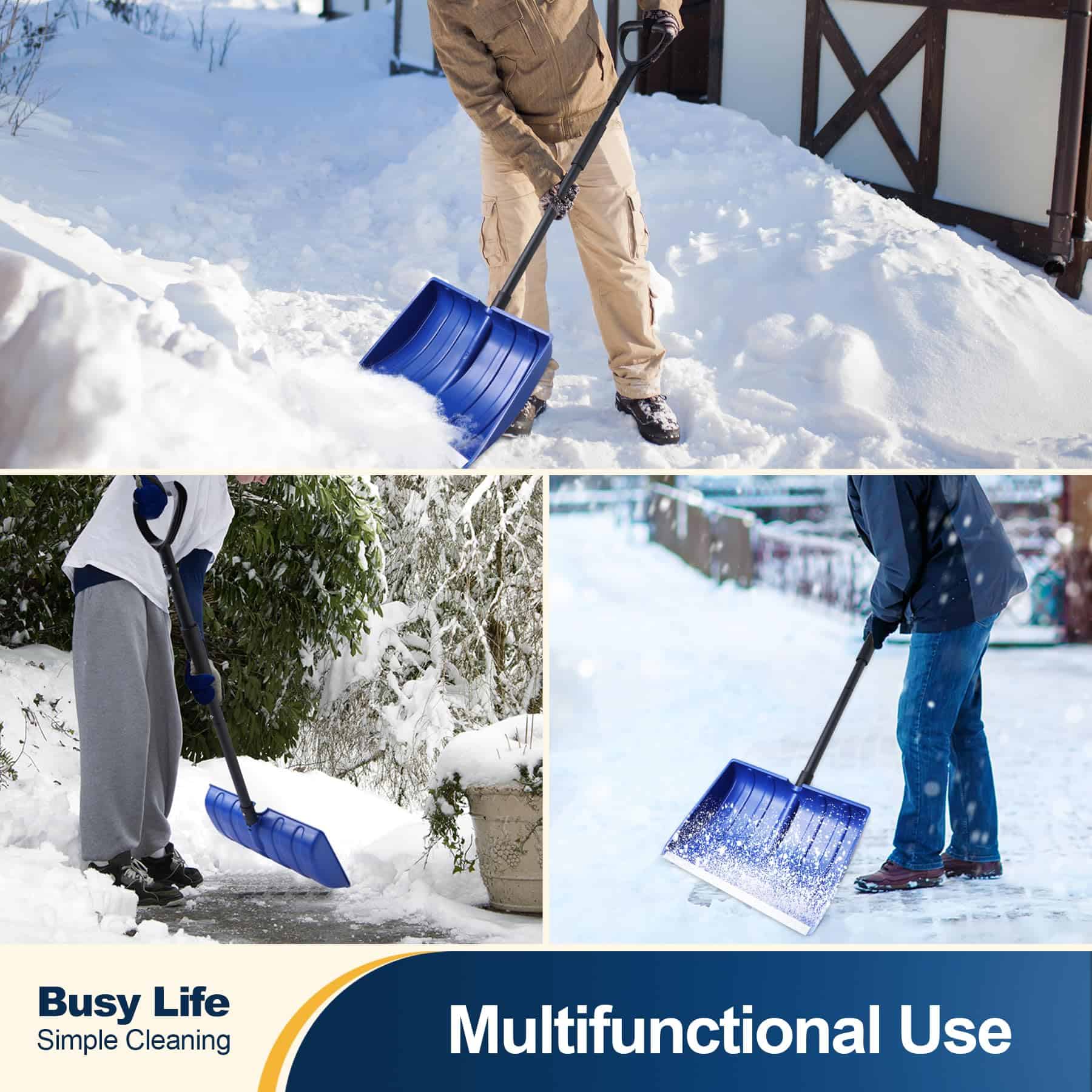 Yocada Snow Shovel for Driveway Home Garage Snow Removal with D-Grip Handle Aluminum Strip Heavy Duty 48 inch Long
