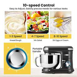 VIVOHOME Stand Mixer, 660W 10 Speed 6 Quart Tilt-Head Kitchen Electric Food Mixer, Black