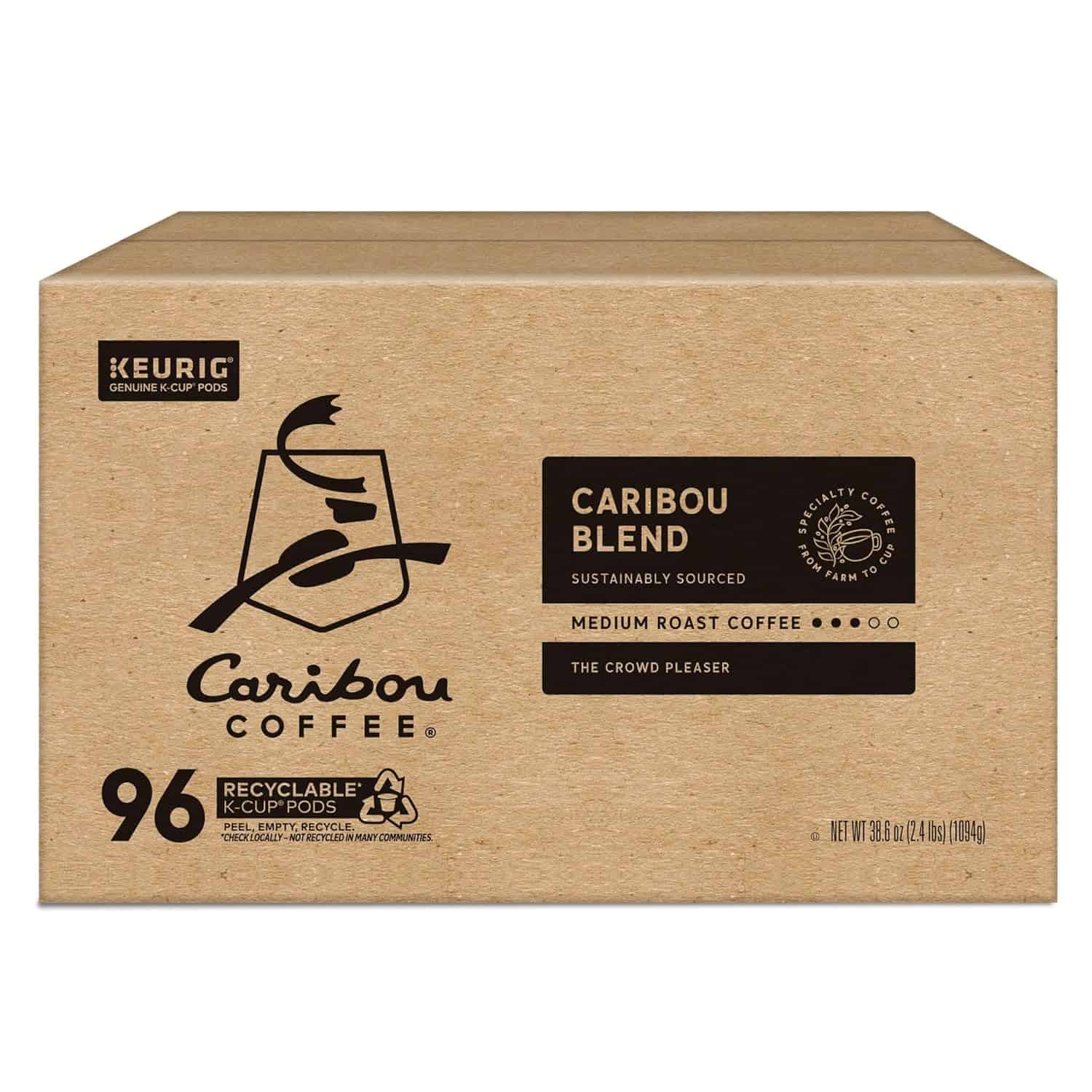 Caribou Coffee Caribou Blend Keurig Single-Serve K-Cup Pod, Medium Roast Coffee, 96 Count