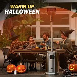 EAST OAK Anti-rust 50,000 BTU Patio Heater for Outdoor Use With Double-Layer Stainless Steel Burner, Table Design and Wheels, Stainless Steel
