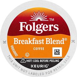 Folgers Breakfast Blend Mild Roast Coffee, 72 Keurig K-Cup Pods
