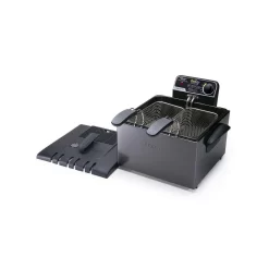 Presto 5Qt Dual Basket Pro Fry Immersion Element Black Deep Fryer 05489