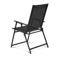 Mainstays Greyson Steel and Sling Folding Outdoor Patio Armchair - Set of 2, Black