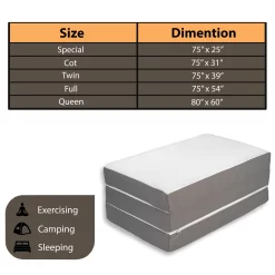 Continental Sleep Sunset, 3” Trifold Memory Foam Mattress, Twin