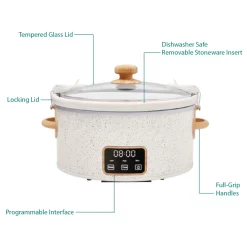 The Pioneer Woman 6 Qt Digital Slow Cooker with Locking Lid, Linen Speckle