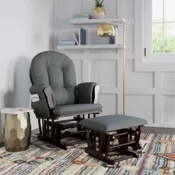 Storkcraft Hoop Infant Nursery Glider and Ottoman, Espresso with Gray