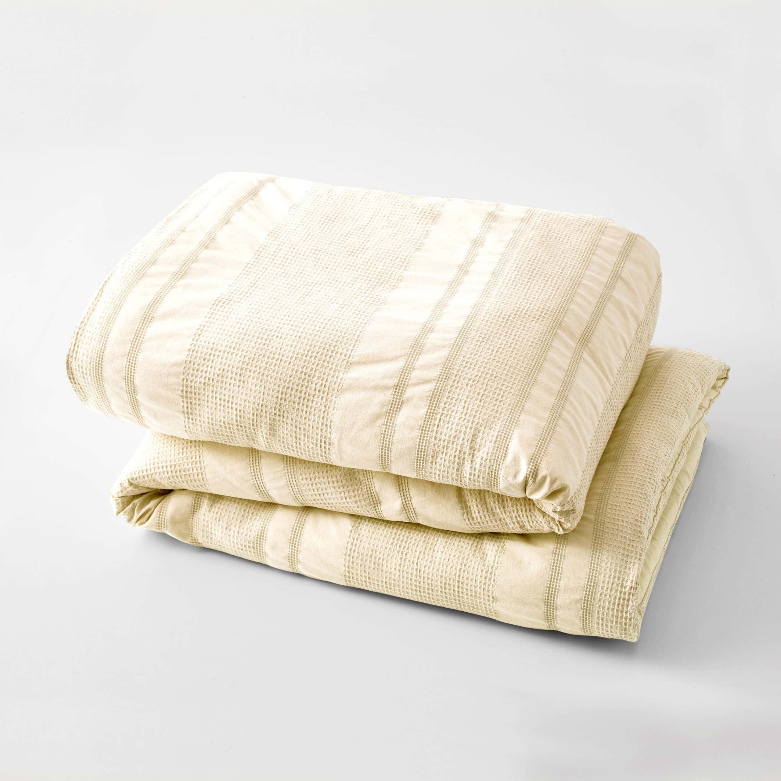 Better Homes & Gardens 3-Piece Cream Waffle Stripe Comforter Set, Full/Queen
