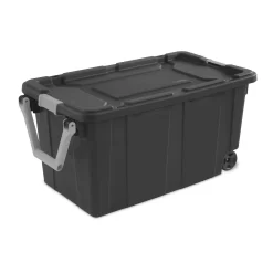 Sterilite 40 Gallon Wheeled Industrial Tote Plastic Adult, Flat Gray, Set of 2
