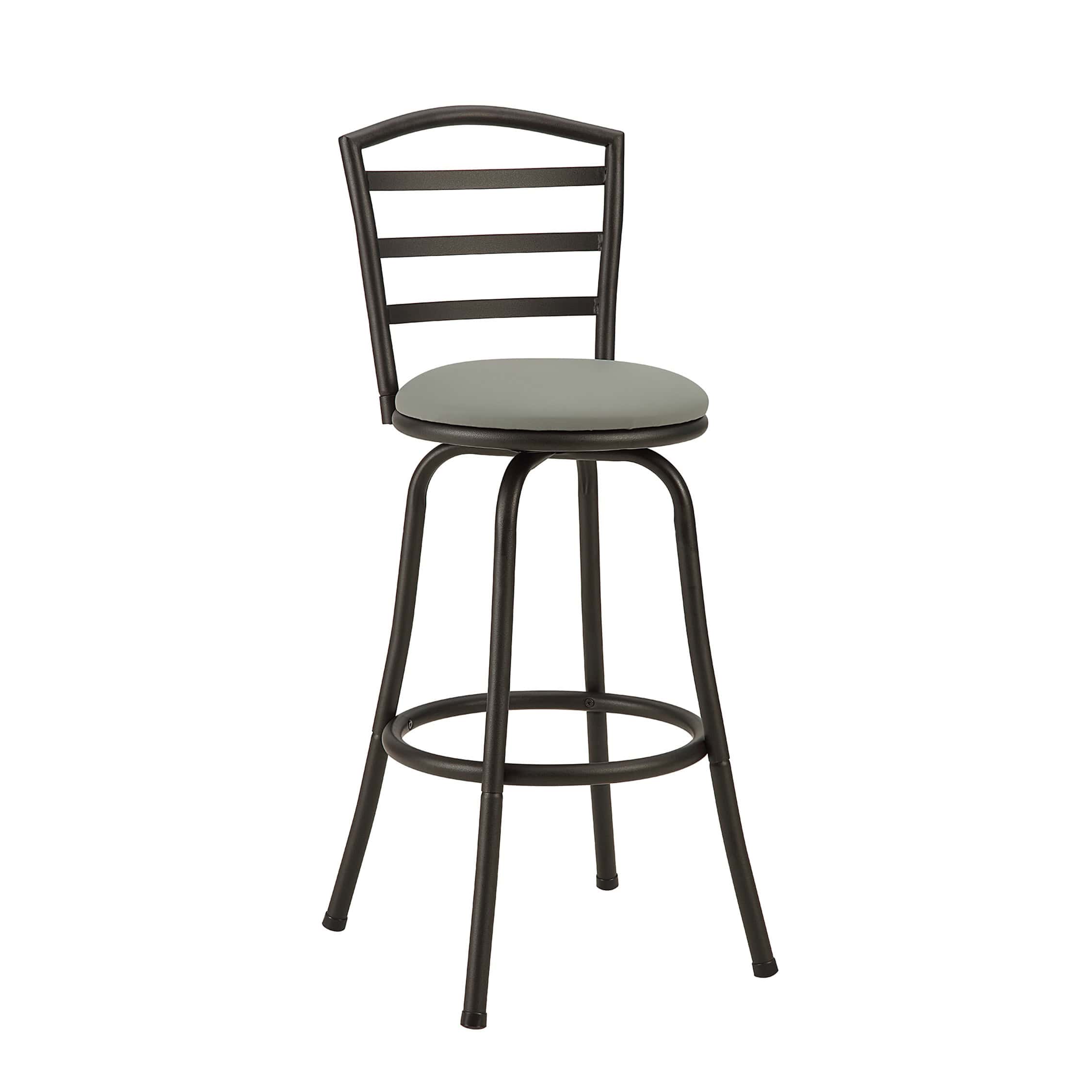 Mainstays 3-Pack Indoor Adjustable 24" or 29" Swivel Adjustable Black Metal Barstool, Dark Gray Seat