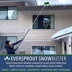 EVERSPROUT Never-Scratch SnowBuster 6.5-to-18 Foot (Up to 24 ft Standing Reach), Pre-Assembled Extendable Roof Rake