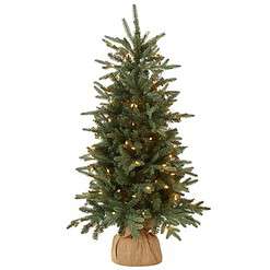 National Tree Company Pre-lit Artificial Mini Christmas Tree, Includes Small Lights and Cloth Bag Base, Burlap-4 ft, Green