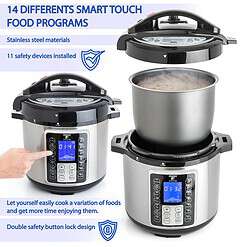 Moss & Stone Electric Pressure Cooker with Large LCD Display, Multi-Use 6 Quart Electric Pot 14 in 1