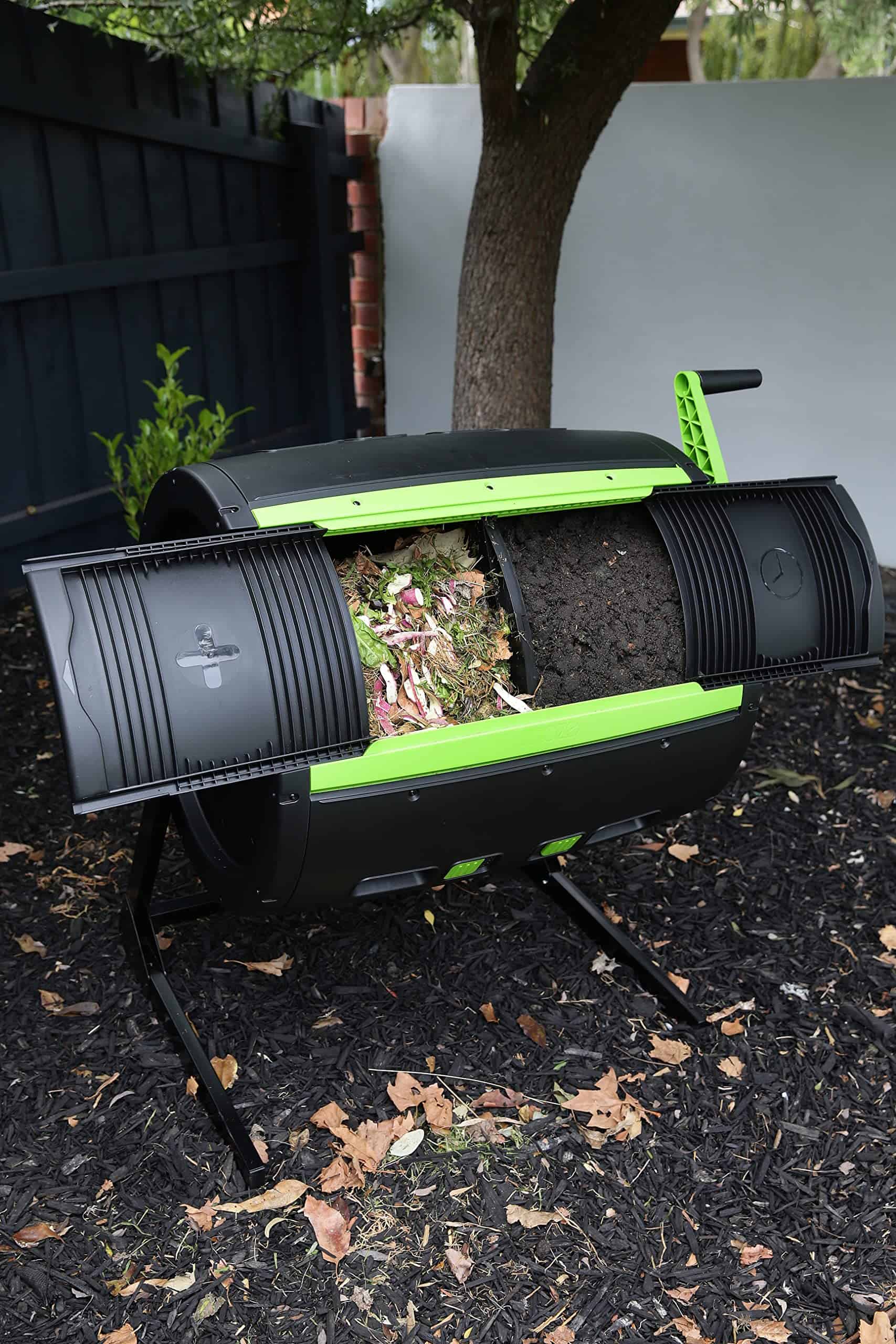 Maze 65 Gallon Outdoor Compost Bin Tumbler for Food Waste - Outdoor Compost Bin for Kitchen Garden & Homestead