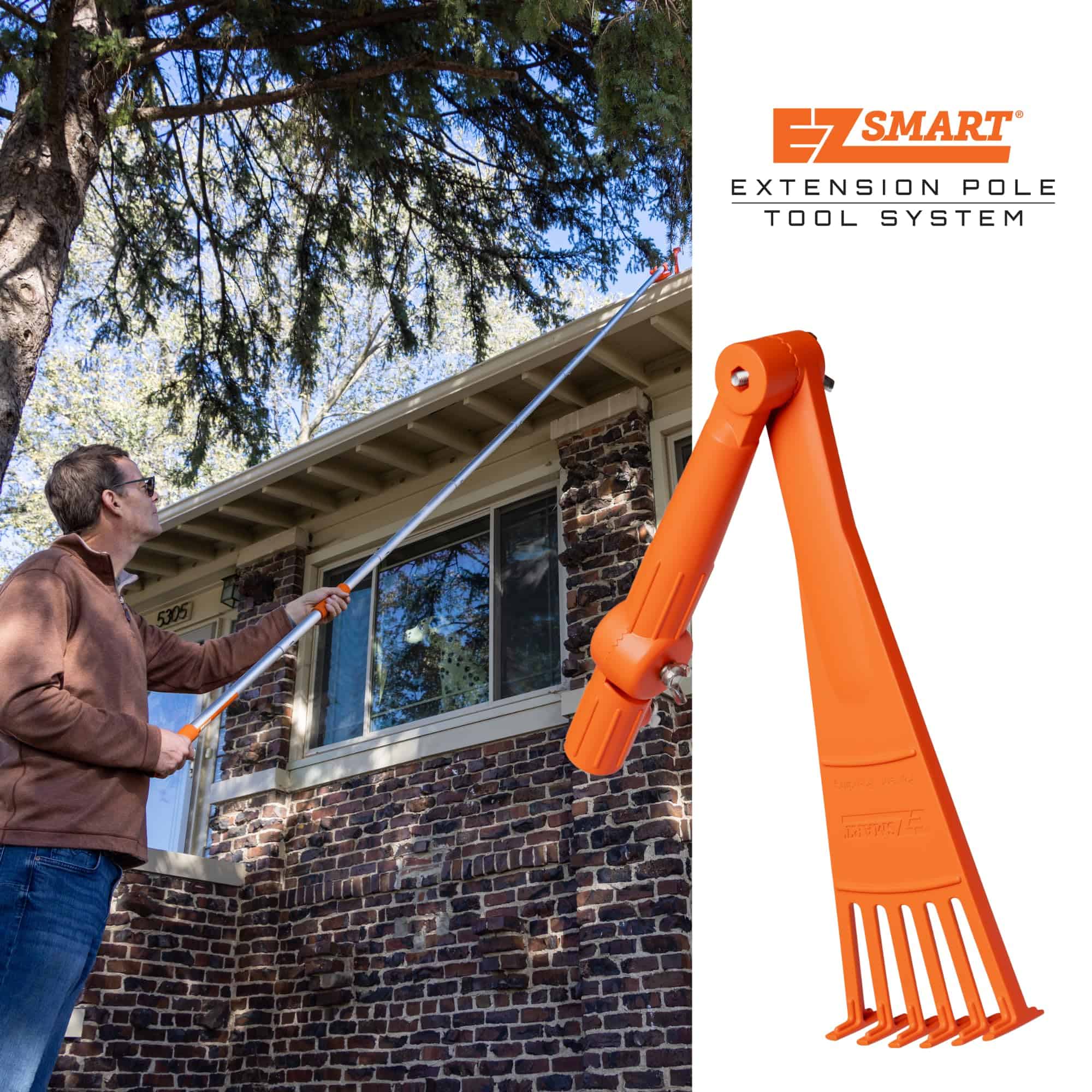 Mini Rake, Great for Removing Leaves and Branches from Roofs, gutters and Other Out-of-Reach Areas Where Debris accumulates