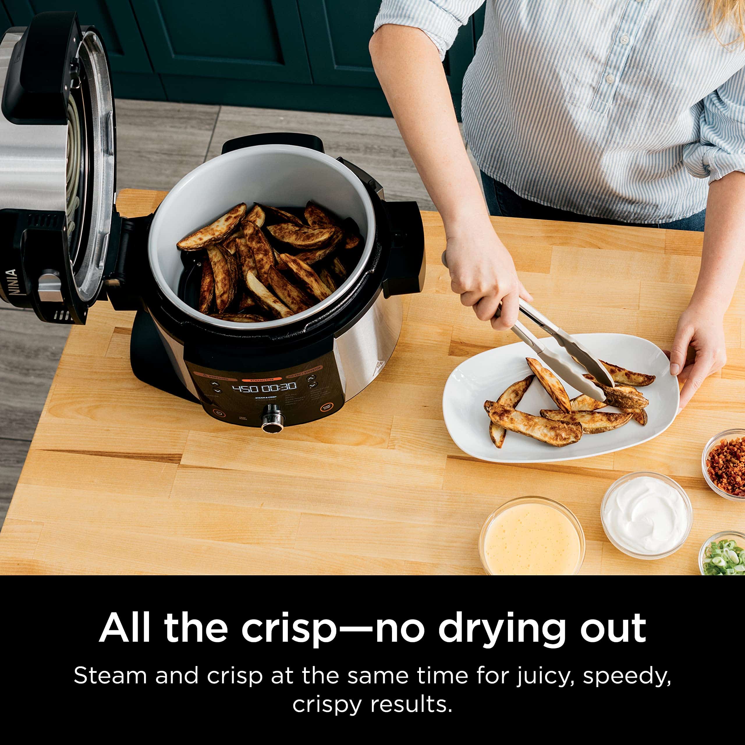 Ninja OL500 Foodi 6.5 Qt. 14-in-1 Pressure Cooker Steam Fryer with SmartLid, Silver/Black