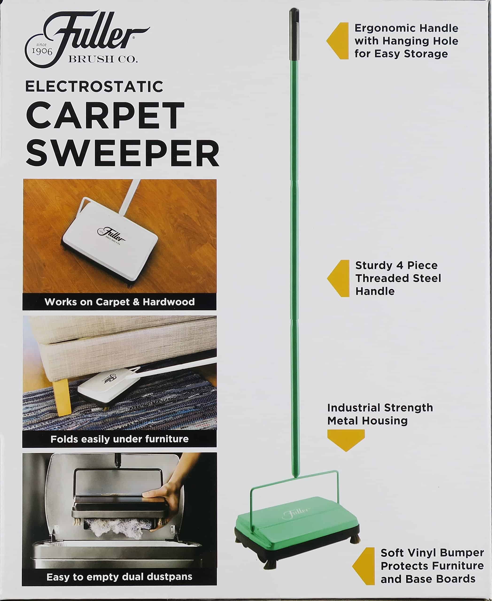 Fuller Brush 17029 Electrostatic Carpet & Floor Sweeper - 9" Cleaning Path - Lightweight - Ideal for Crumby Messes - Fresh Mint