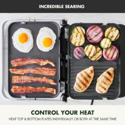 GreenPan 6-in-1 Multifunction Contact Grill & Griddle, Healthy Ceramic Nonstick Reversible Grill & Griddle Plates, Matte Black