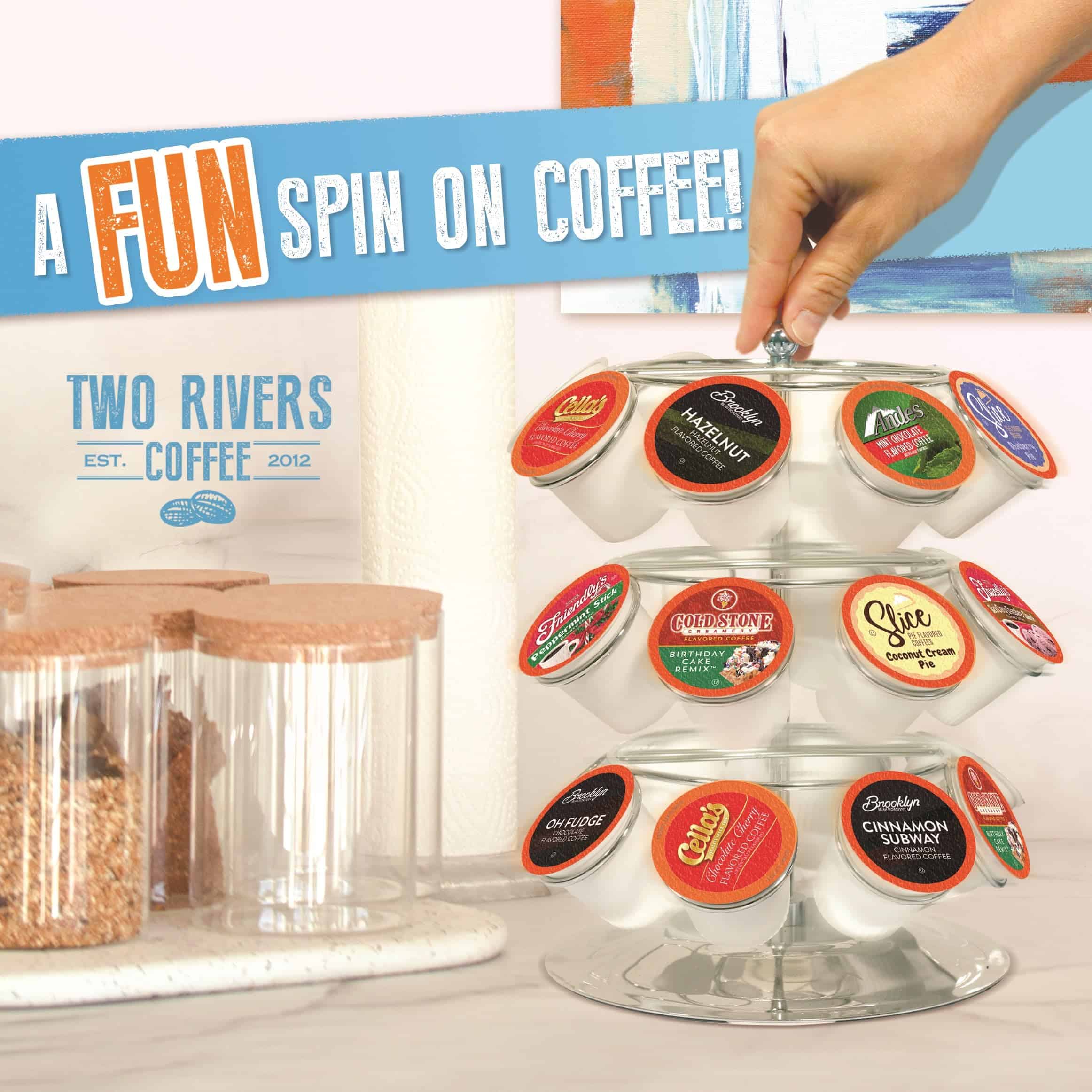 Two Rivers Coffee Pods Compatible with K Cup Brewers Including 2.0, Assorted Flavored Coffee 100 Count