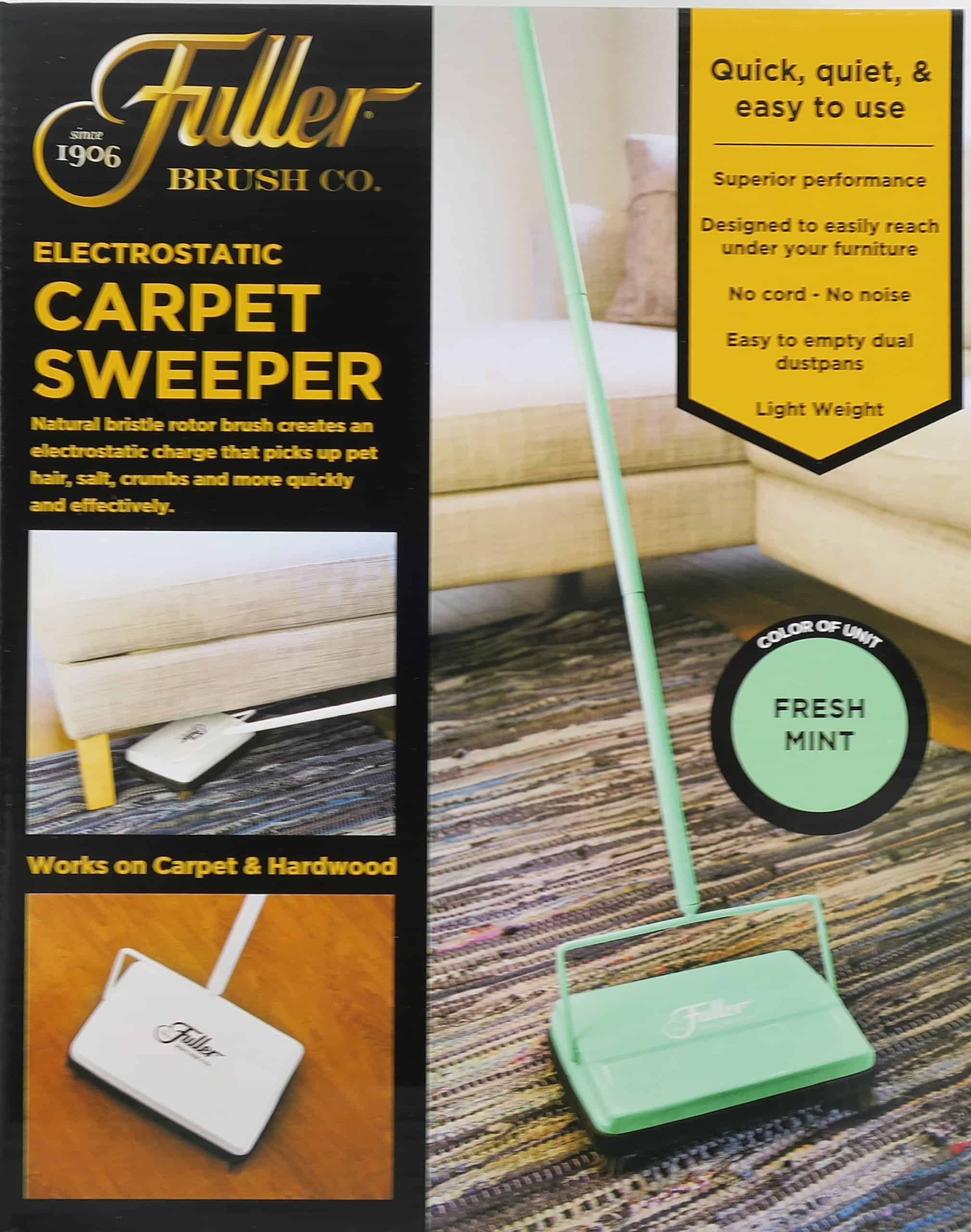 Fuller Brush 17029 Electrostatic Carpet & Floor Sweeper - 9" Cleaning Path - Lightweight - Ideal for Crumby Messes - Fresh Mint