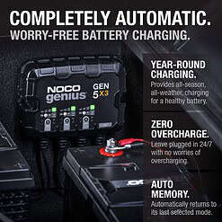 NOCO Genius GEN5X3, 3-Bank, 15A (5A/Bank) Smart Marine Battery Charger