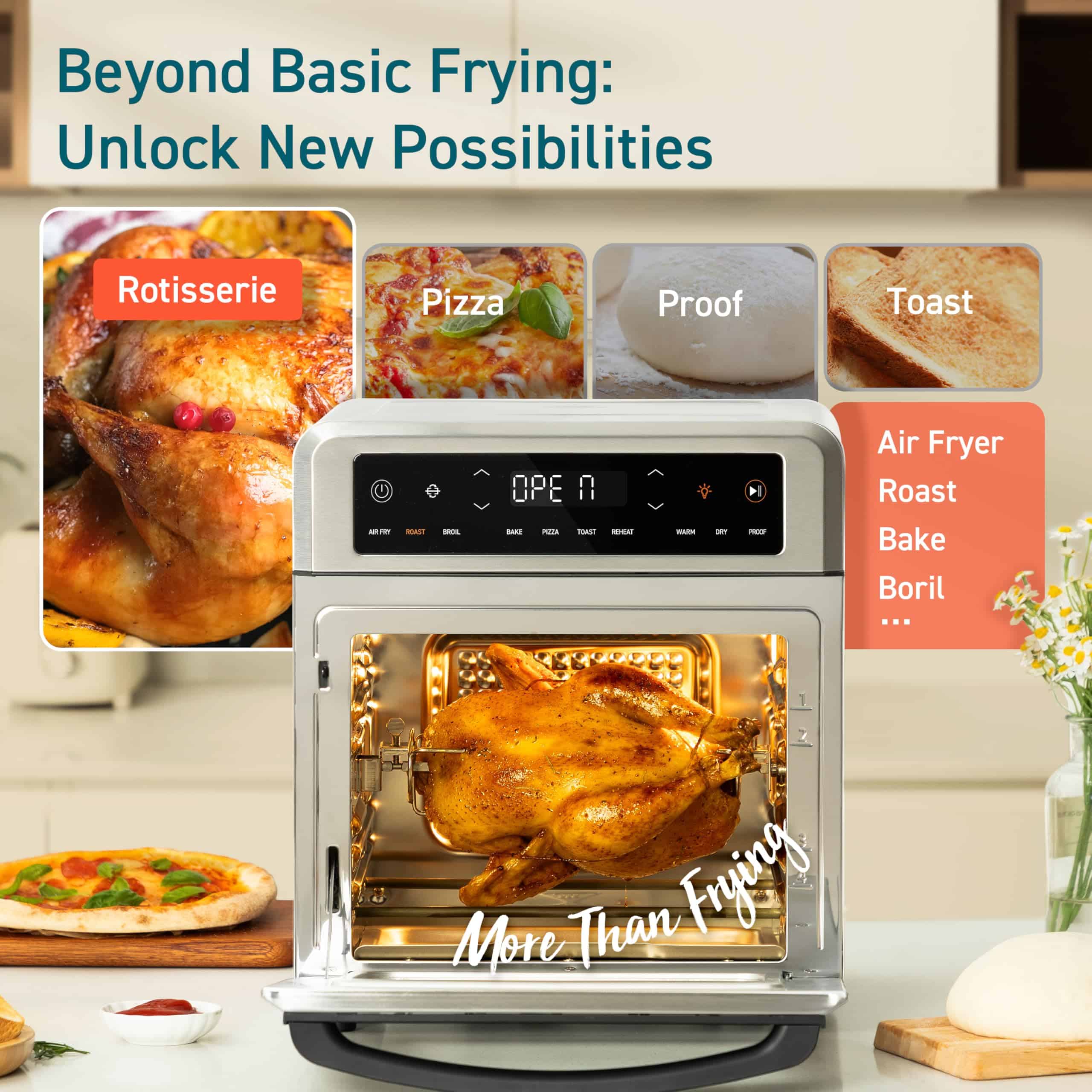 COSORI 11-in-1 Air Fryer Oven, 13Qt Small Footprint Airfryer combo with Rotisserie, Toast, Bake, Roast