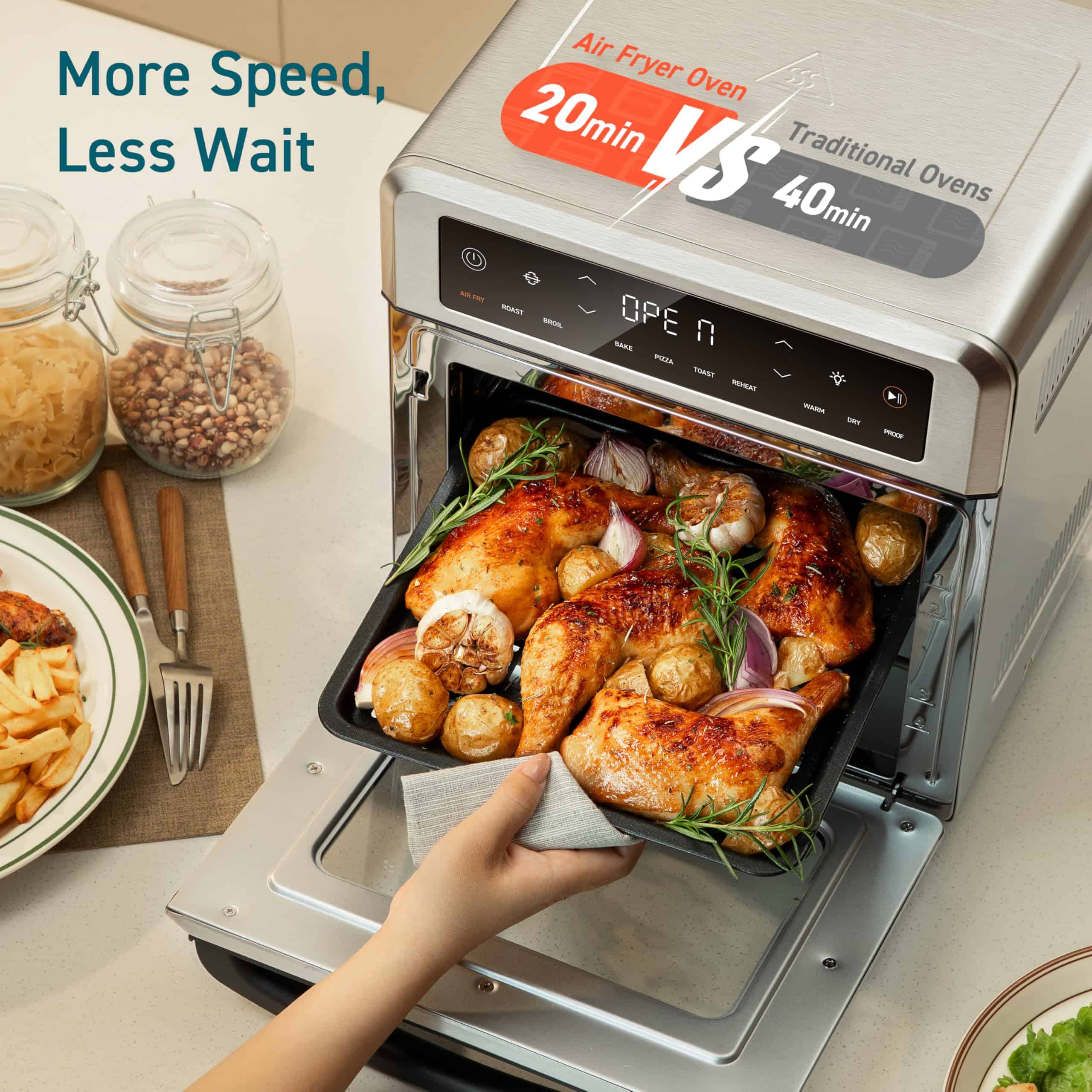 COSORI 11-in-1 Air Fryer Oven, 13Qt Small Footprint Airfryer combo with Rotisserie, Toast, Bake, Roast