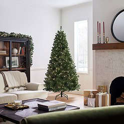 National Tree Company Pre-Lit Artificial Christmas Tree, Green, North Valley Spruce, White Lights, Includes Stand, 7 Feet
