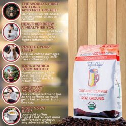 Tyler’s Acid Free Organic Ground Coffee - Arabica Full Flavor Decaffeinated 12 oz (Pack of 2)