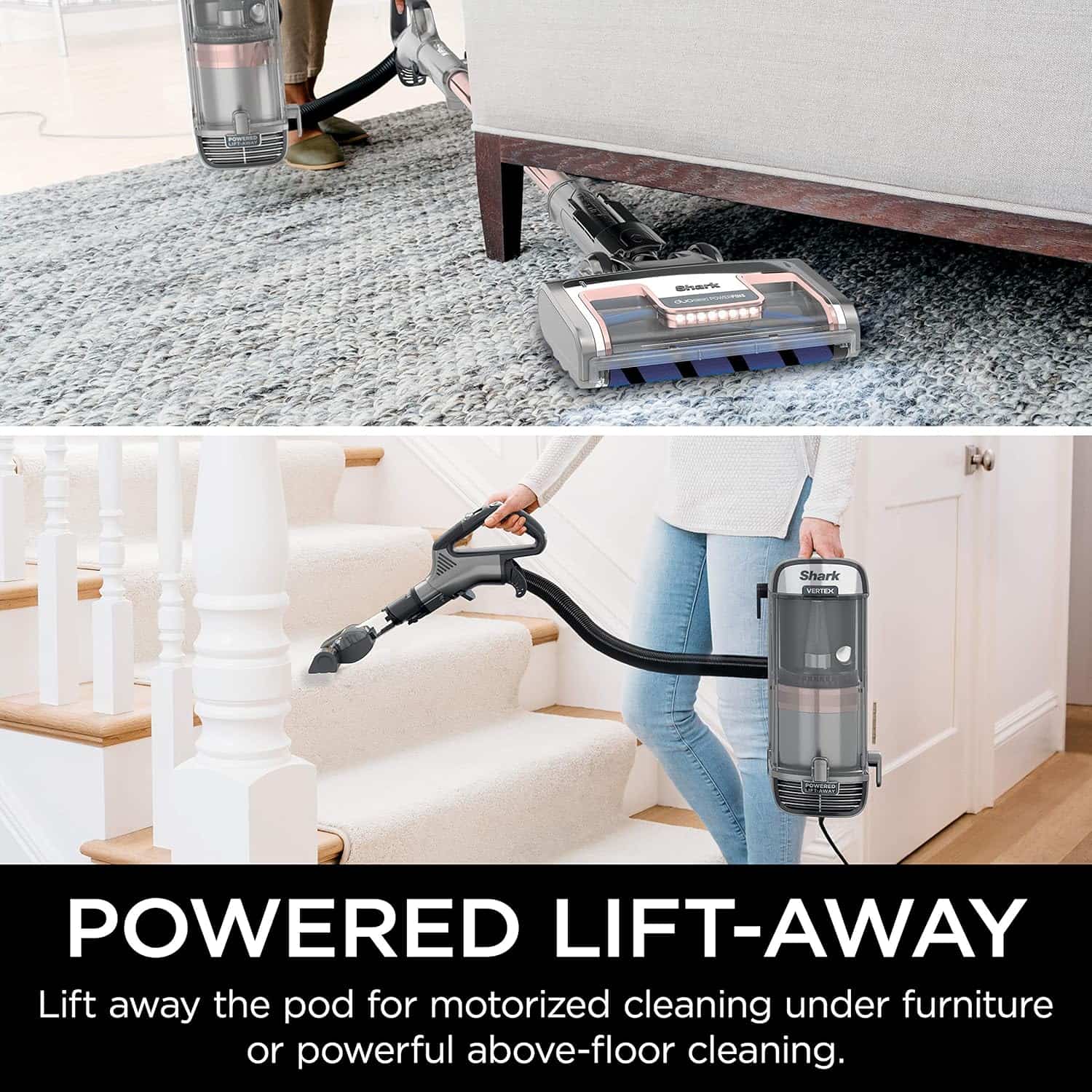 Shark AZ2002 Vertex Powered Lift-Away Upright Vacuum, Silver/Rose Gold