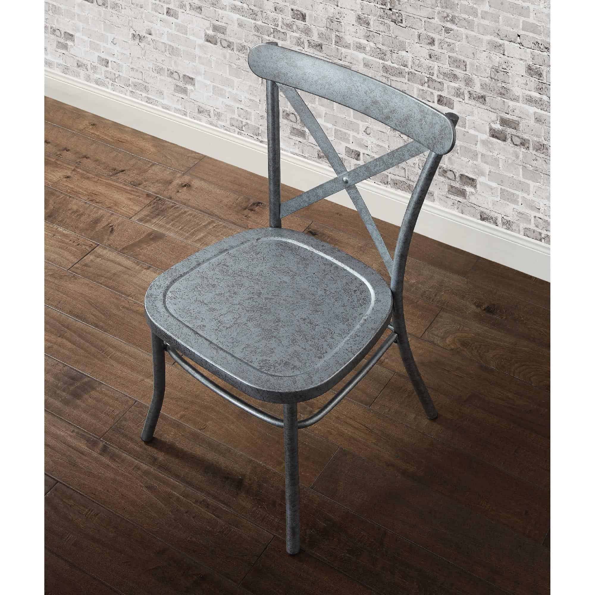 Better Homes and Gardens Collin Distressed Dining Chair, Set of 2, Silver Finish