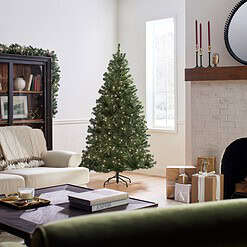 National Tree Company Pre-Lit Artificial Full Christmas Tree, Green, North Valley Spruce, White Lights, Includes Stand, 6.5 Feet
