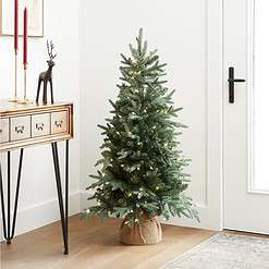National Tree Company Pre-lit Artificial Mini Christmas Tree, Includes Small Lights and Cloth Bag Base, Burlap-4 ft, Green