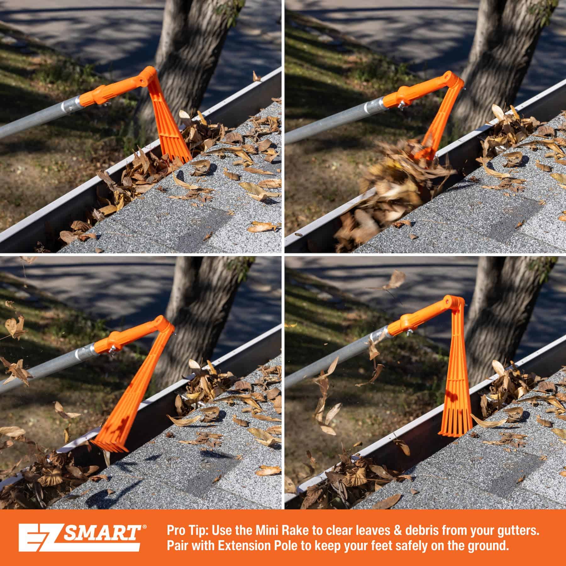 Mini Rake, Great for Removing Leaves and Branches from Roofs, gutters and Other Out-of-Reach Areas Where Debris accumulates