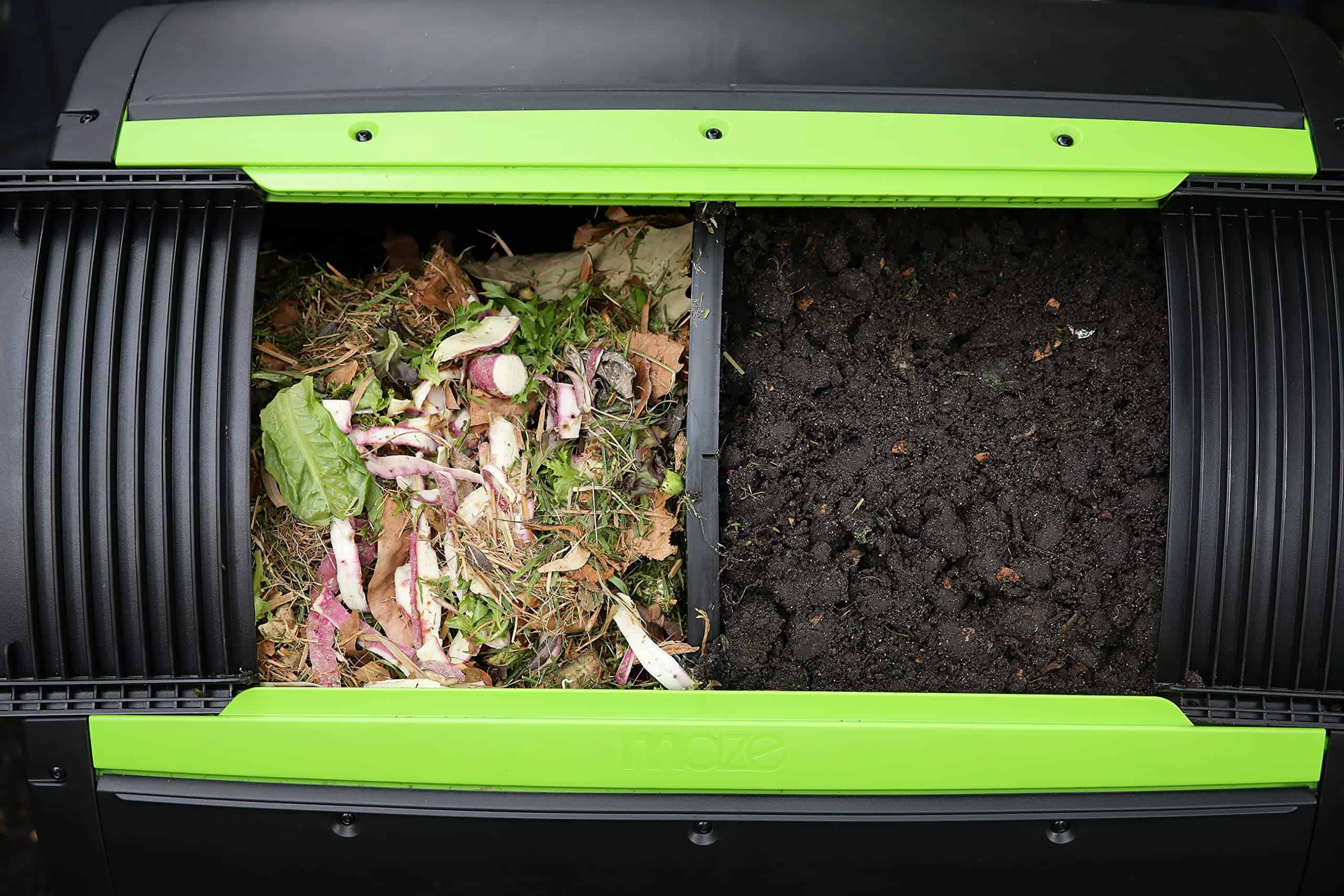 Maze 65 Gallon Outdoor Compost Bin Tumbler for Food Waste - Outdoor Compost Bin for Kitchen Garden & Homestead
