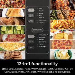 Ninja, Toaster Oven, Double Oven with FlexDoor, FlavorSeal & Smart Finish, Rapid Top Oven, Air Fry, Bake, Roast, Toast, Fry, Pizza, Convection Oven, 13-in-1, Black, DCT402BK
