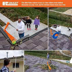 Mini Rake, Great for Removing Leaves and Branches from Roofs, gutters and Other Out-of-Reach Areas Where Debris accumulates