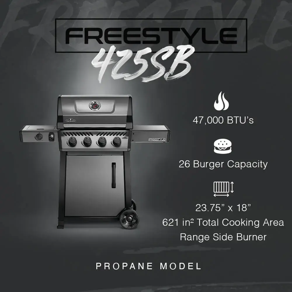 Napoleon - Freestyle 425 Propane Gas Grill with Cover - Graphite Gray