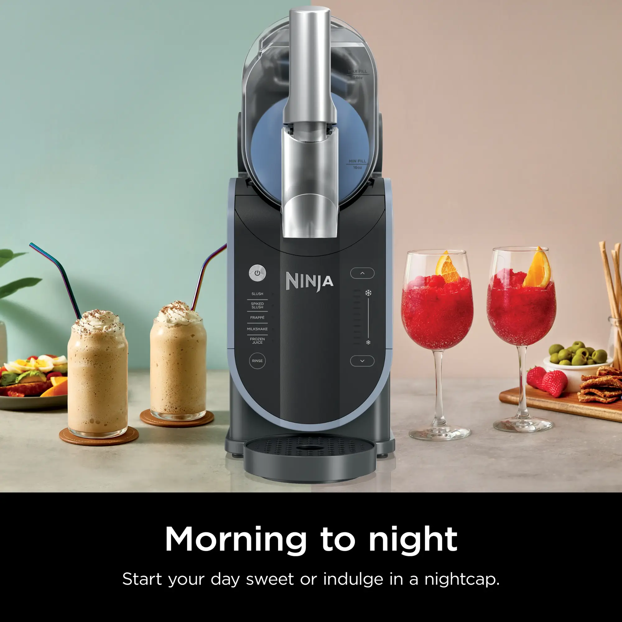 Ninja - SLUSHi 5-in-1 Professional Frozen Drink Maker, 88 oz. Frozen Drink & Slushie Machine, 5 Preset Programs - Artic Blue & Gray