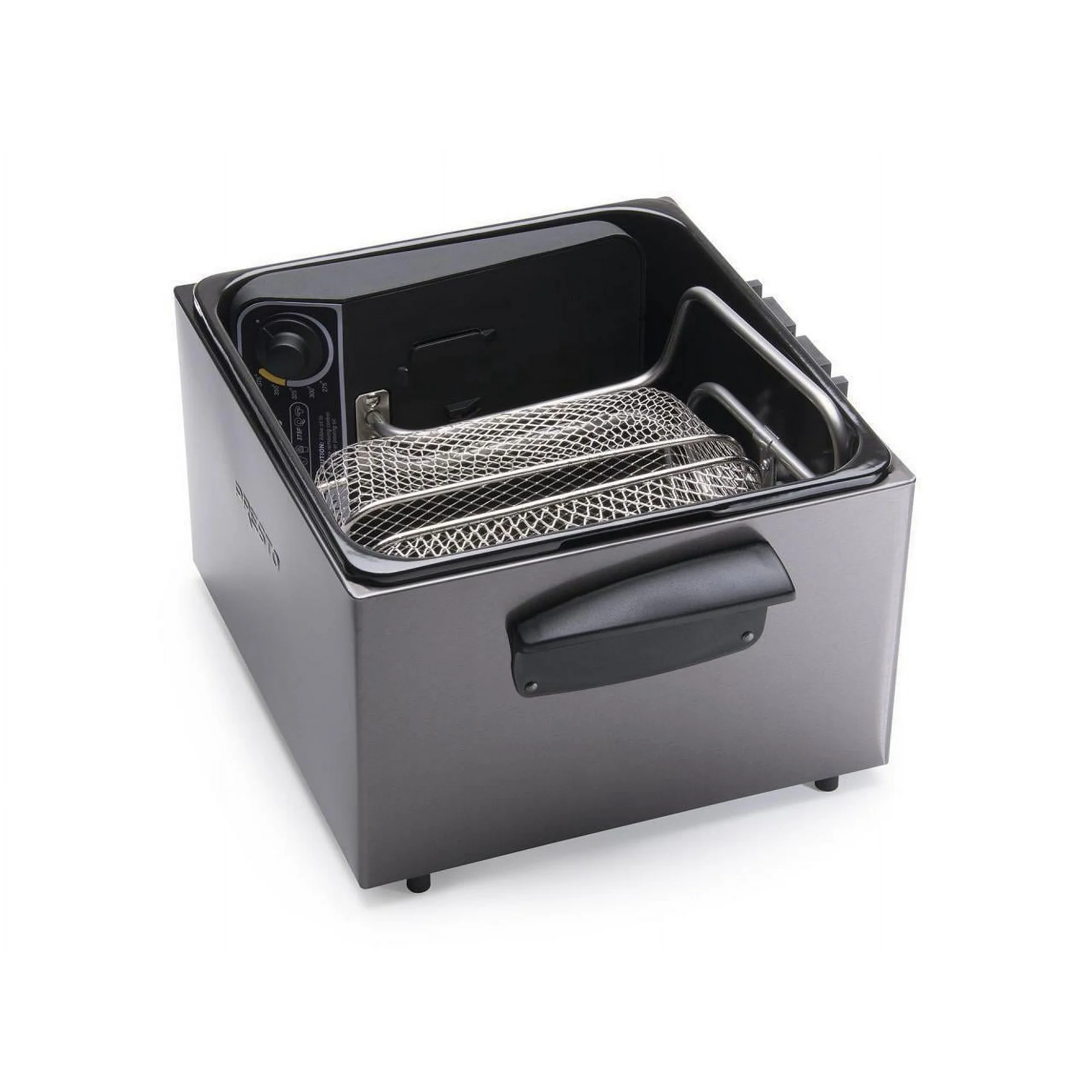Presto 5Qt Dual Basket Pro Fry Immersion Element Black Deep Fryer 05489