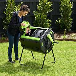 Maze 48 Gallon Outdoor Compost Bin Tumbler for Food Waste, Outdoor Compost Bin for Kitchen Garden