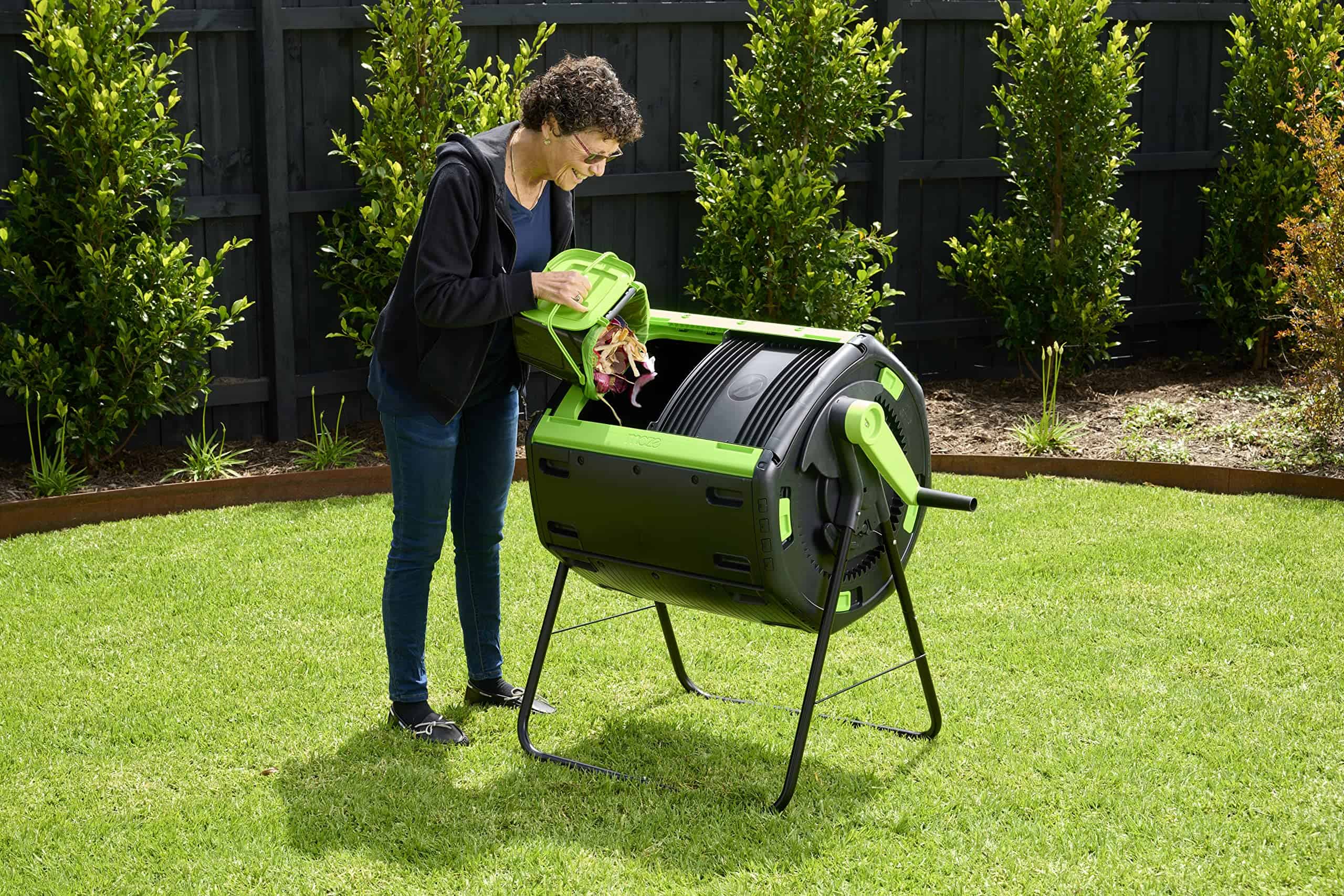 Maze 48 Gallon Outdoor Compost Bin Tumbler for Food Waste, Outdoor Compost Bin for Kitchen Garden