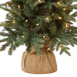 National Tree Company Pre-lit Artificial Mini Christmas Tree, Includes Small Lights and Cloth Bag Base, Burlap-4 ft, Green