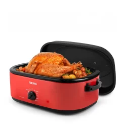 AROMA 18Qt. Roaster Oven with High-Dome Lid, Red