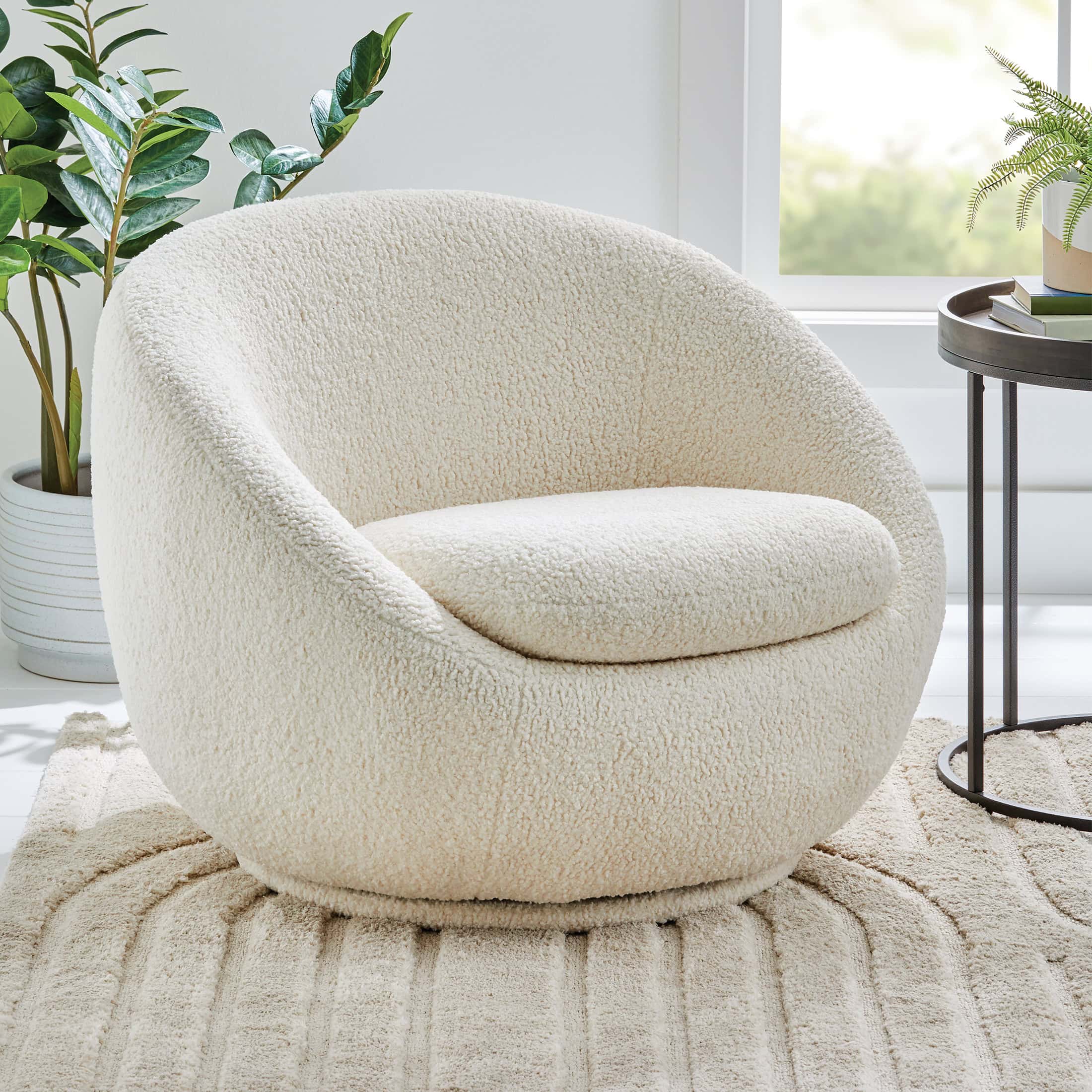 Better Homes & Gardens Mira Swivel Chair, Cream