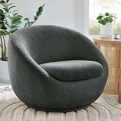 Better Homes & Gardens Mira Swivel Chair, Gray Shearling
