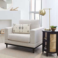 Better Homes & Gardens Springwood Wood Frame Accent Chair, Cream Linen